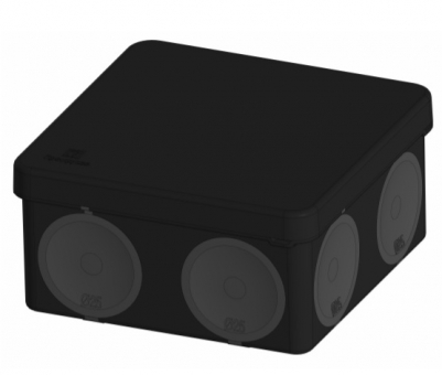 Коробка распред. для монтажного пистолета О/У (HF) 100х100х50 IP66 6 вводов черн. Промрукав Коробка распред. для монтажного пистолета О/У (HF) 100х100х50 IP66 6 вводов черн. Промрукав